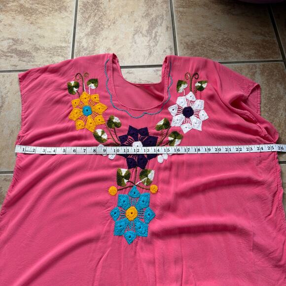 Embroidered Artesanias Mayte Top Jalapa Blouse Mexican Floral Tunic Shirt - Picture 5 of 10